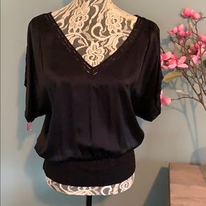 WHBM Black Silk Blouse